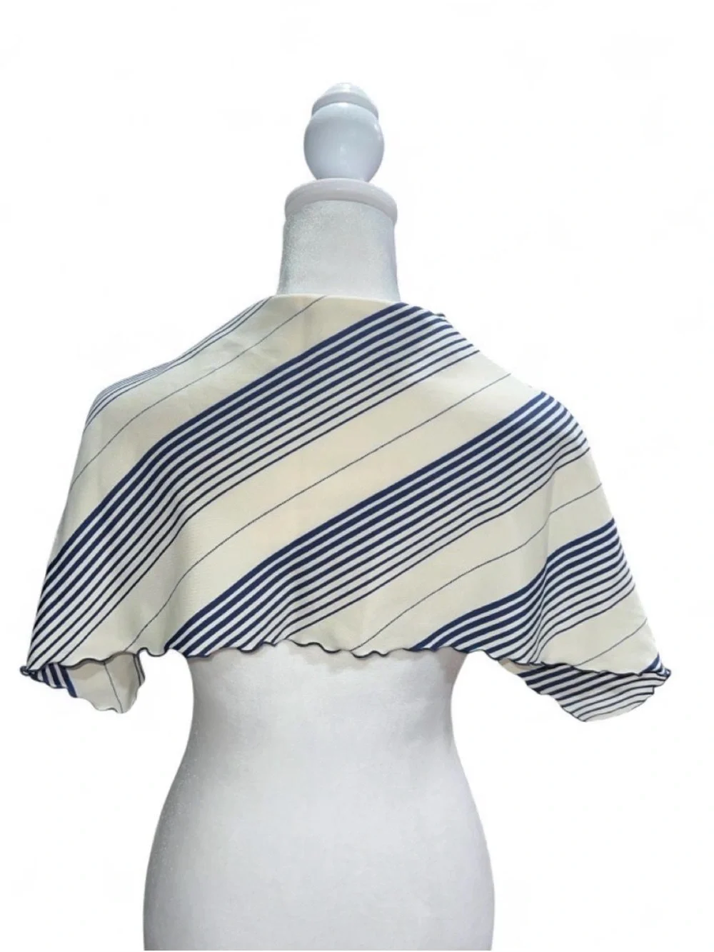 Striped Cream and Navy Scarf